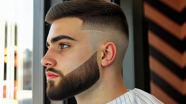 Beard Fade with a Surgical Line