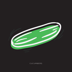 Cucumbers, freehand-style drawing in Doodle style.
