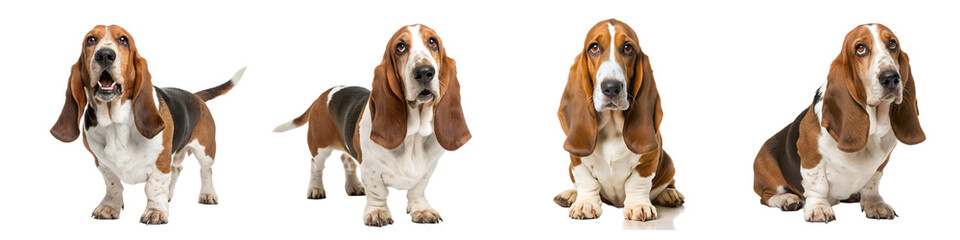 Basset hound dog isolated on a transparent background.