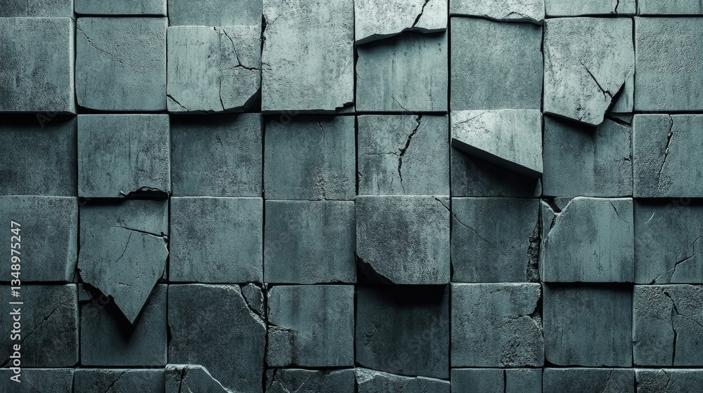 Poster cracked concrete blocks create a structured post-apocalyptic textured background