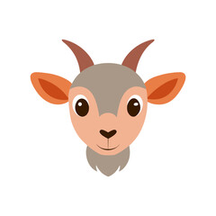 Cute Goat Head Vector Illustration