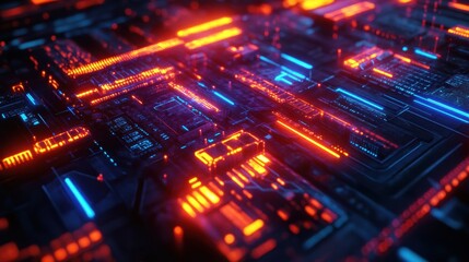 Obraz premium Cybernetic AI Consciousness Forming Cognitive Intelligence