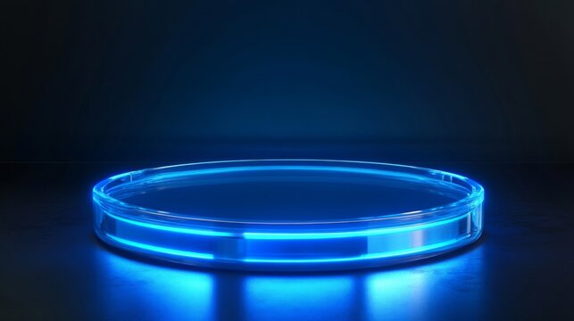 Glowing Blue Circular Platform on Dark Background