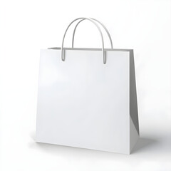 White shopping bag standing on white background
