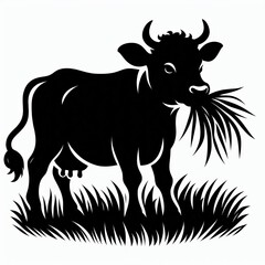 Cow Silhouette in Bold Black and White