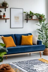 Colorful and modern living room interior , Generative AI	
