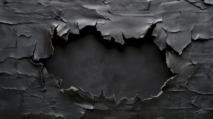 Obraz premium Torn black surface reveals dark background; design texture