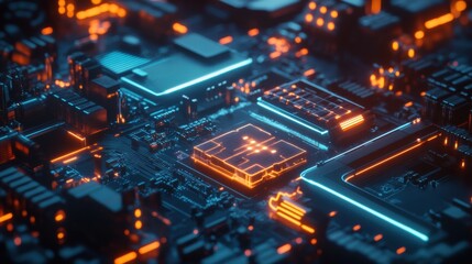 Fototapeta premium Cybernetic AI-Powered Robot Analyzing Complex Algorithm.