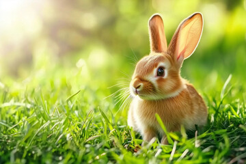 Obraz premium Cute Bunny in Green Meadow