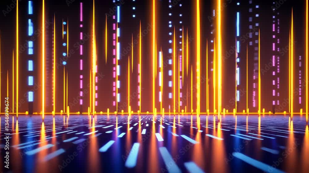 Poster golden light trails space through flow with particles, creating a sense of speed and energy backgrou