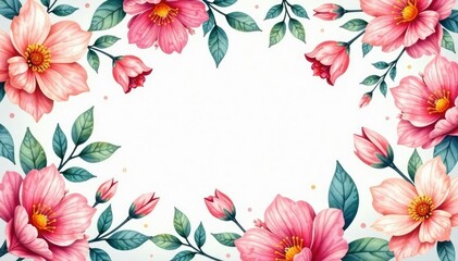 Fototapeta premium Delicate watercolor floral pattern, perfect for spring flyers , design, botanical, border