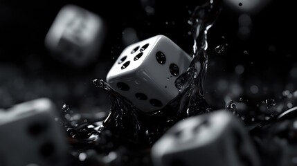 Dice Splash: A Dramatic Black and White Composition