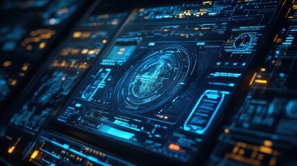 Fototapeta premium Futuristic AI Interface Analyzing Global Data Traffic