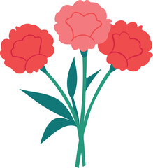 Obraz premium A flower bouquet with three red flowers