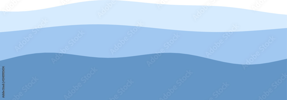 Poster minimalist blue waves abstract design with layered curved lines.