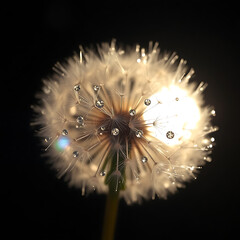 dandelion on black background
