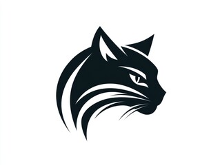 Black cat profile logo, simple design