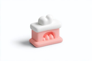 3D Pink Fireplace Icon