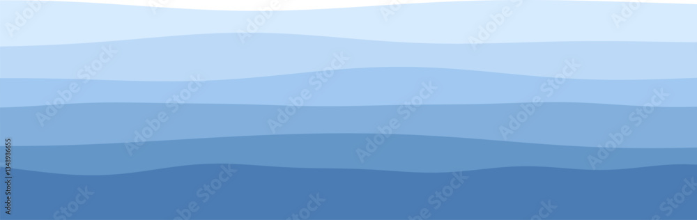 Poster abstract blue wave pattern with horizontal stripes in gradient shades.