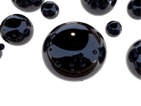 Abstract 3D Illustration of Shiny Black Spheres with Glass and Crystal Surfaces Floating on Transparent Background with Reflective Light