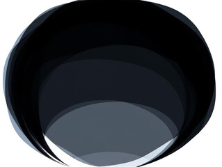 Abstract 3D Illustration of a Dark Black Circle Shape on Transparent Background with Smooth Gradient Lighting for Modern Art Background