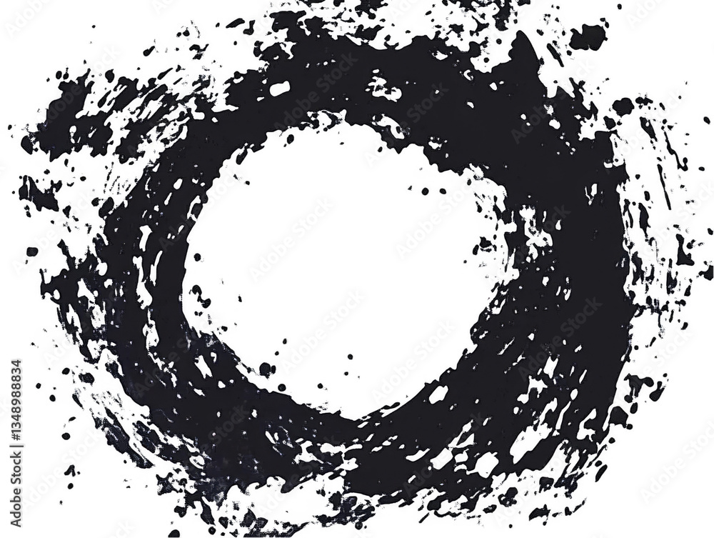 Aufkleber abstract digital glitch circle on a transparent background illustration featuring a black dark disto