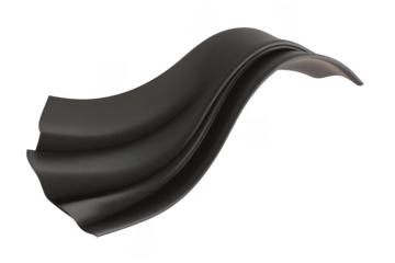 Abstract 3D Rendered Black Wavy Curve Texture Design Isolated on Transparent Background Modern Dynamic Illustration Art Shape