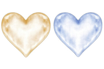 Abstract Sparkling Gold And Blue Hearts On Transparent Background Illustration