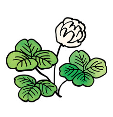 水彩テクスチャの白詰草2