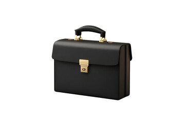 Black Leather Briefcase with Transparent Background