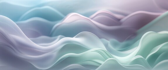 Delicate pastel waves undulate softly, creating a calming atmosphere. The flowing textures blend harmoniously, evoking a sense of peace and fluidity in a serene backdrop