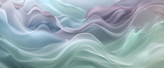 An abstract representation of flowing pastel waves showcasing gentle curves and a soothing color palette. This captivating background features a blend of soft hues, perfect for creative projects