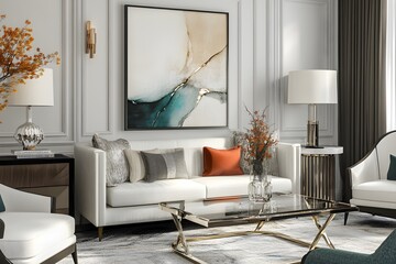 a modern living room interior , Generative AI	