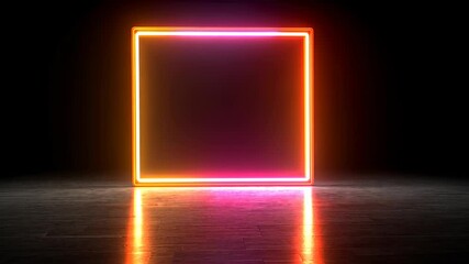 Iridescent abstract rectangular frame bordered by pastel orbs resting on reflective surface, presenting contemporary minimalist design element black background neon, copy space for text video 4k - Powered by Adobe