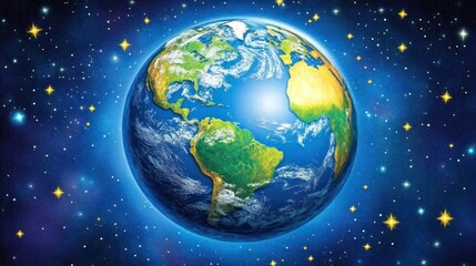Fototapeta premium Earth Rotating Space Background Globe Planet Universe Education