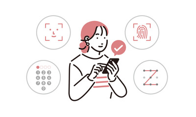 スマホでパスキー認証をする女性