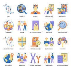 Family tree and ancestry icon set