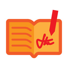 Obraz premium Book Signing Vector Flat Icon Design