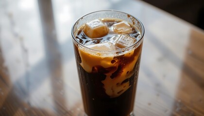 Refreshing Iced Coffee Drink in a Glass