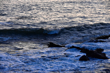 Obraz premium 夕日に輝く海