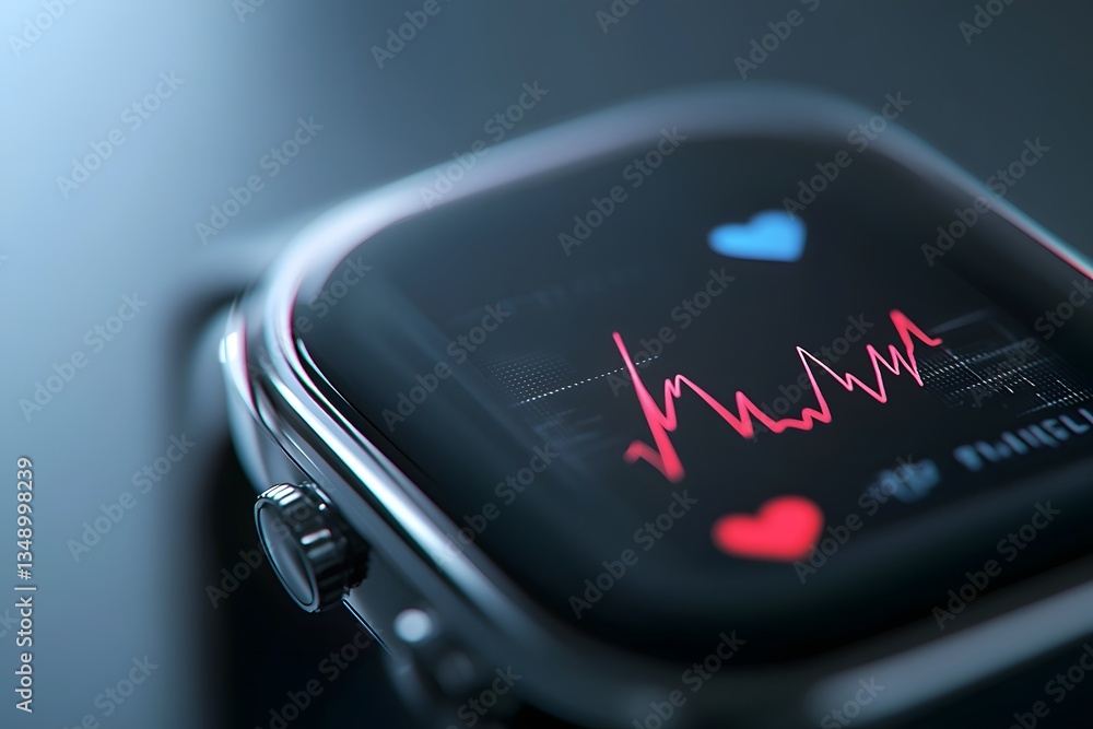 Poster sleek smartwatch with minimalist heart rate monitoring display
