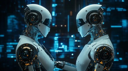 Fototapeta premium Advanced Robots in Lean Manufacturing Smart Factory Environment