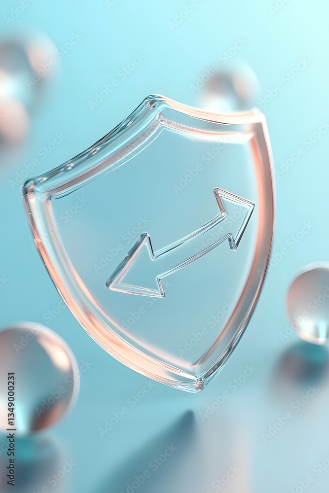 Poster transparent futuristic shield icon with dynamic arrow