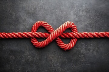 Red Rope Formed Into An Infinity Symbol On Dark Texture