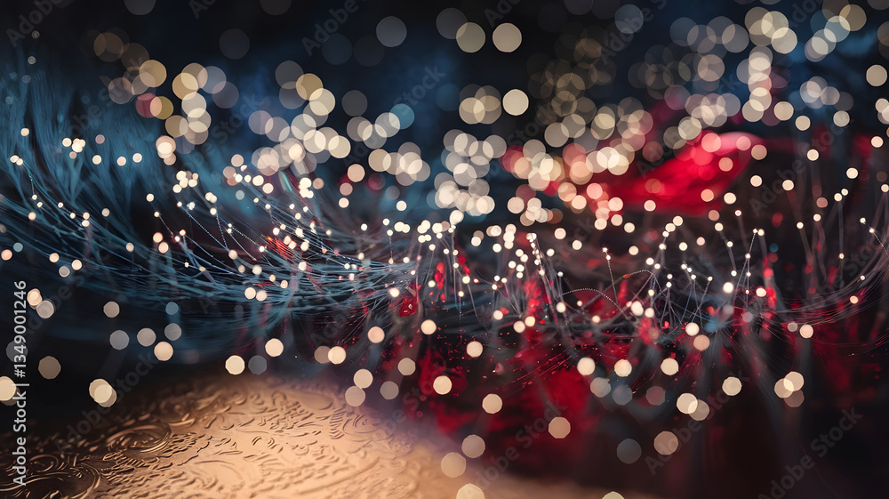 Poster illuminated threads of data: an abstract digital art piece, filled with interconnected lines of ligh