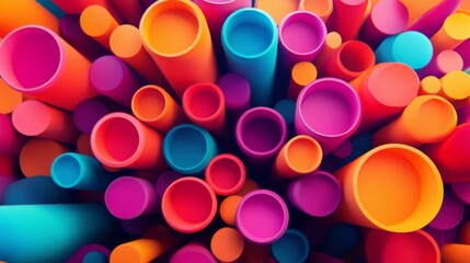 Colorful Abstract Composition of Cylinders and Circles