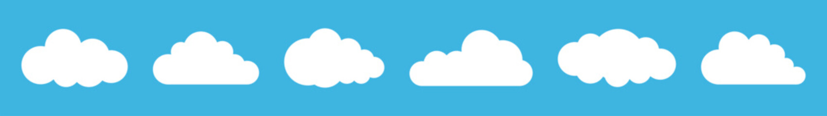 Cloud. Abstract white cloudy set isolated on blue background. Vector