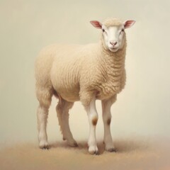 Fototapeta premium A close up on pale a sheep livestock animal mammal.