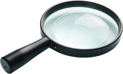 Magnifying glass with black rim and transparent background