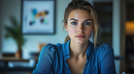 Businesswoman analyzing customer loyalty program data detailed metric focused expression